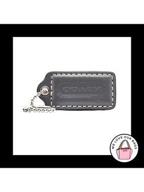 2" COACH Gray & Snakeskin Exotic Leather Nickel Fob Bag Charm Keychain Hang Tag